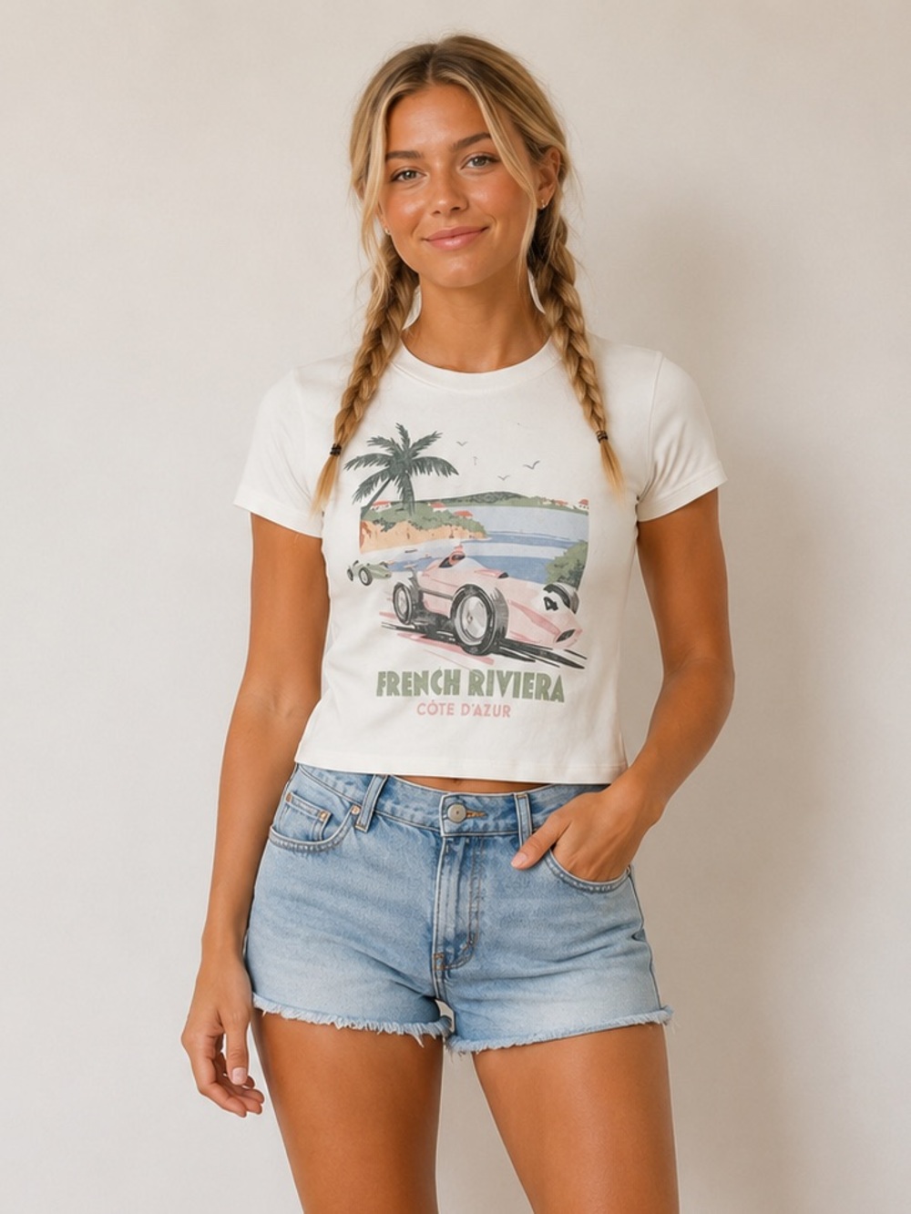 Hollister French Riviera Graphic Baby Tee XL